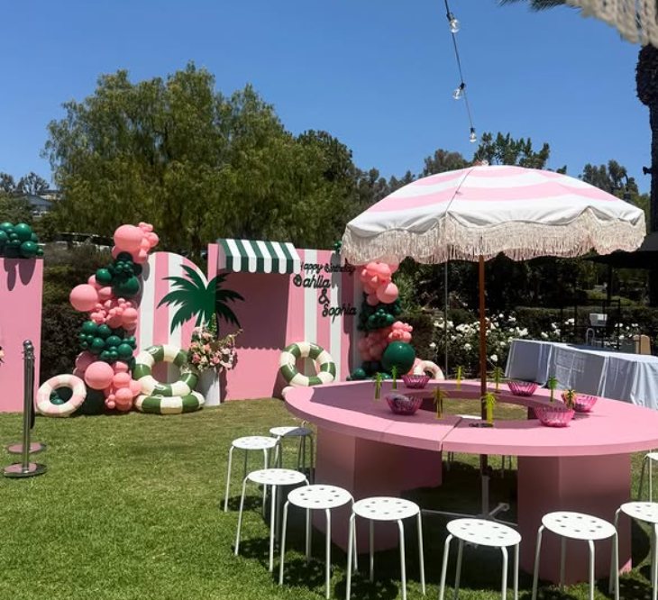 Styled bounce house setup at an Orange County celebration